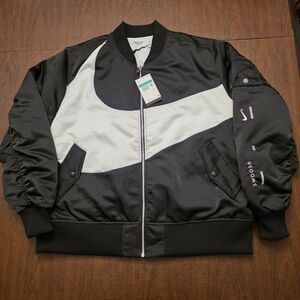 Nike Big Swoosh Therma-FIT Reversible Bomber Jacket Black White DD6055-010 XL